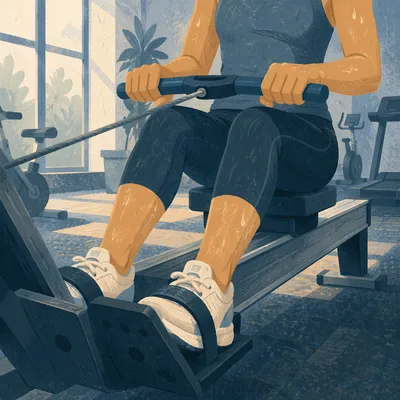 Close-Up Rowing Machine Cardio Workout
