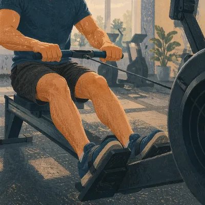 Close-Up Rowing Machine Cardio Workout