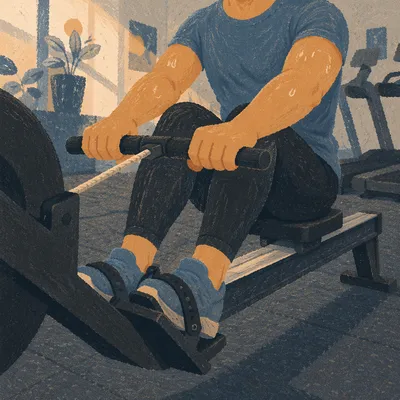 Close-Up Rowing Machine Cardio Workout