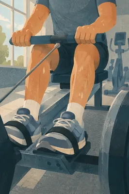 Close-Up Rowing Machine Cardio Workout