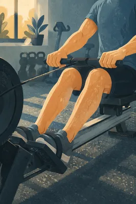 Close-Up Rowing Workout in Boutique Gym
