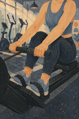 Close-Up Rowing Machine Cardio Workout