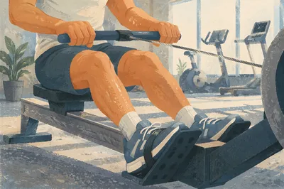 Close-Up Rowing Machine Cardio Workout
