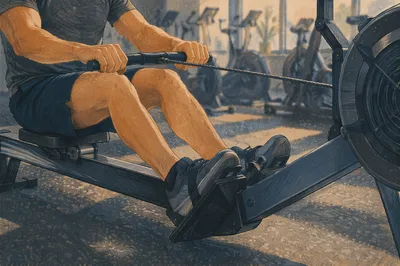 Close-Up Rowing Machine Cardio Workout