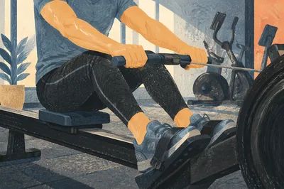 Close-Up Rowing Machine Cardio Workout