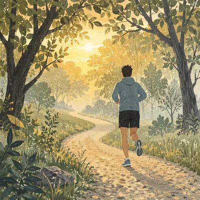 Morning Jogger on Misty Park Trail