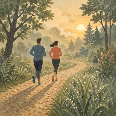 Morning Joggers on Misty Park Trail