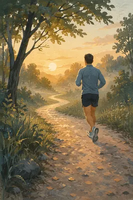 Morning Jogger on Misty Park Trail