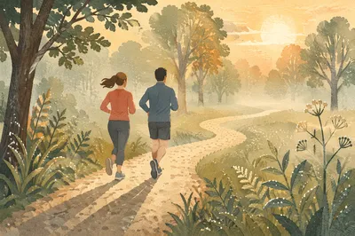 Morning Joggers on Misty Park Trail