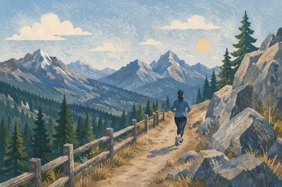 Morning Trail Runner in Alpine Park
