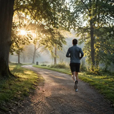 Morning Jogger on Misty Park Trail