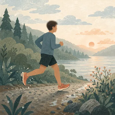Morning Dew Trail Run in Soft Forest Light