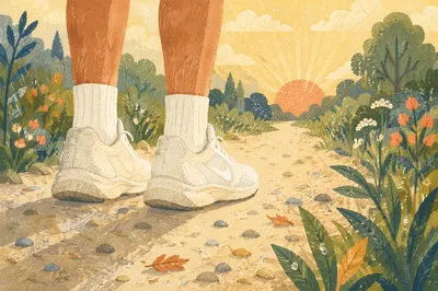 Morning Trail Run Shoes at Sunrise