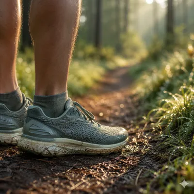 Morning Dew Running Shoes on Forest Trail