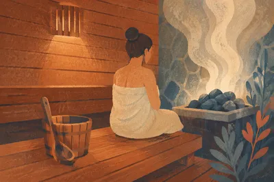 Serene Wooden Sauna with Soft Steam