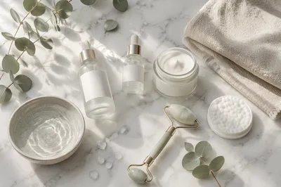 Calm Skincare Ritual on Marble Surface