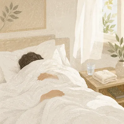 Peaceful Recovery Rest Beneath White Sheets