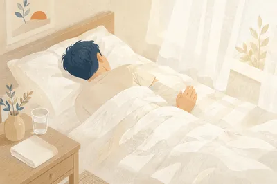 Peaceful Morning Rest in White Bedding