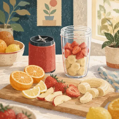 Fresh Smoothie Prep on Bright Kitchen Counter