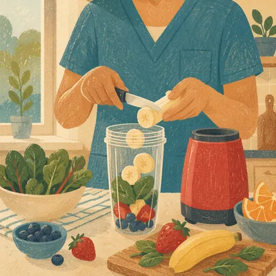 Healthy Smoothie Preparation in Bright Kitchen