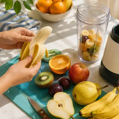 Morning Smoothie Prep with Fresh Fruit