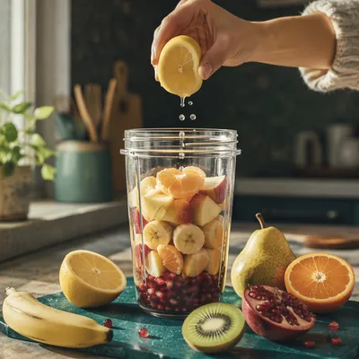 Fresh Lemon Smoothie Preparation in Wellness Kitchen