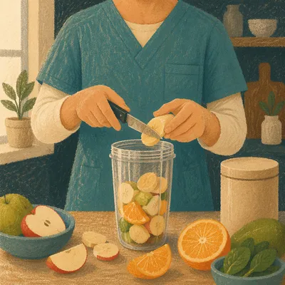 Healthy Smoothie Preparation in Modern Kitchen