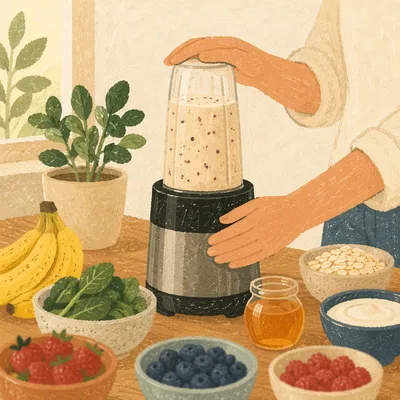 Fresh Morning Smoothie Preparation in Cozy Kitchen