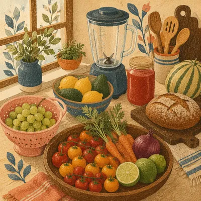 Fresh Smoothie Ingredients on Cozy Kitchen Counter