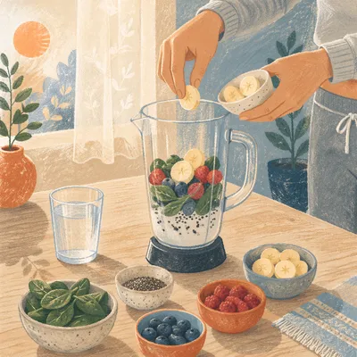 Fresh Smoothie Preparation in Sunrise Kitchen