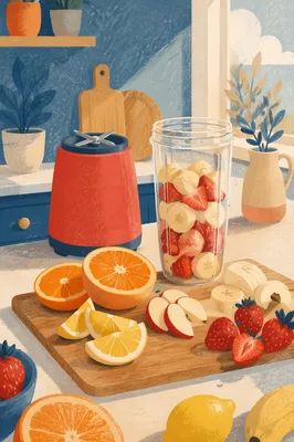 Fresh Smoothie Prep on Bright Kitchen Counter