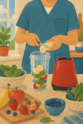Healthy Smoothie Prep in Bright Kitchen