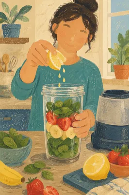 Fresh Smoothie Preparation in Cozy Kitchen