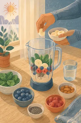 Fresh Smoothie Preparation in Sunrise Kitchen