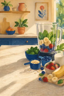 Fresh Smoothie Preparation in Sunny Kitchen
