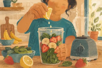 Fresh Smoothie Preparation in Cozy Kitchen