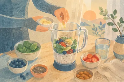 Fresh Smoothie Preparation in Morning Kitchen