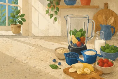 Fresh Smoothie Preparation in Sunny Kitchen