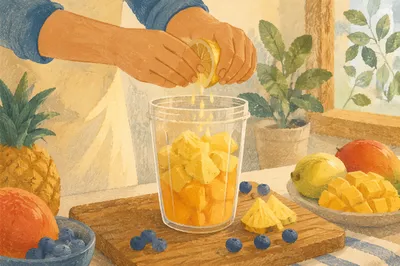 Fresh Smoothie Preparation in Sunny Kitchen