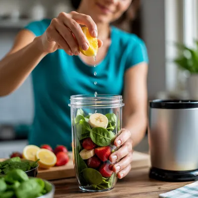 Fresh Smoothie Preparation in Modern Kitchen