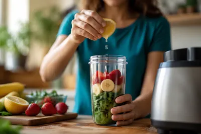 Fresh Smoothie Preparation in Modern Kitchen
