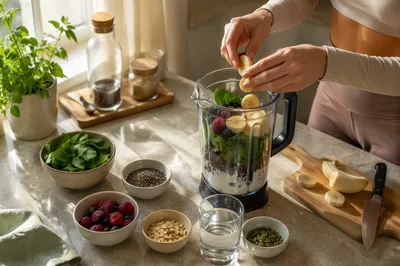 Fresh Smoothie Preparation in Sunrise Kitchen