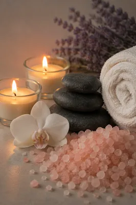 Candlelit Spa Stones with Orchid Serenity