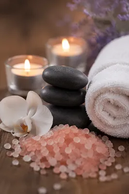 Candlelit Spa Stones with Orchid