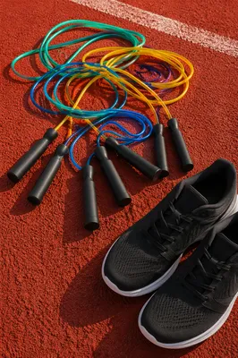 Colorful Jump Rope Workout Flat Lay