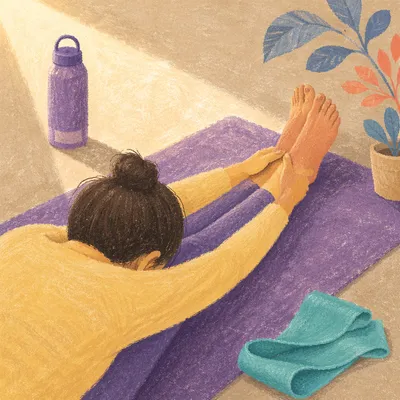 Morning Yoga Mat Stretching in Soft Light