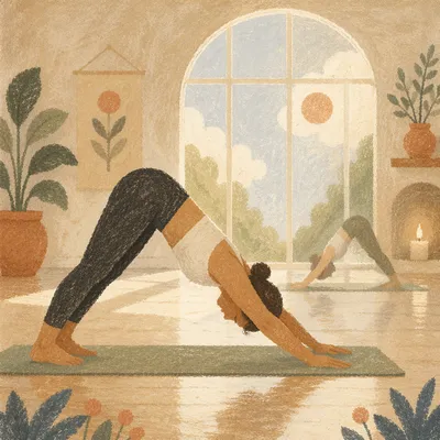 Morning Yoga Stretch in Serene Studio