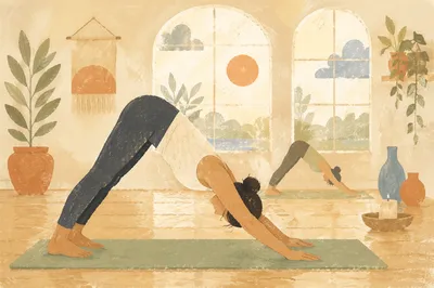 Morning Yoga Stretch in Peaceful Studio