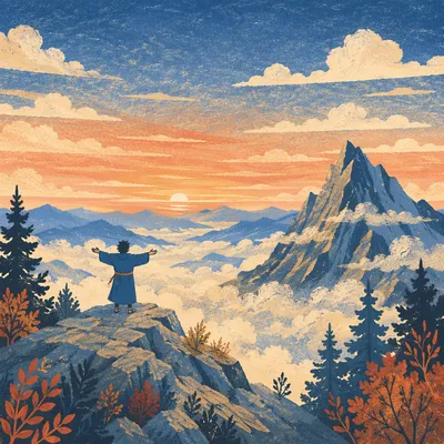 Sunrise Mountain Victory Above Cloud Sea
