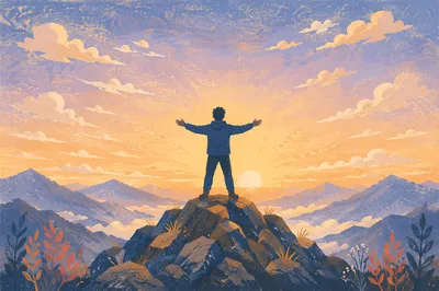 Sunrise Mountain Triumph with Open Arms